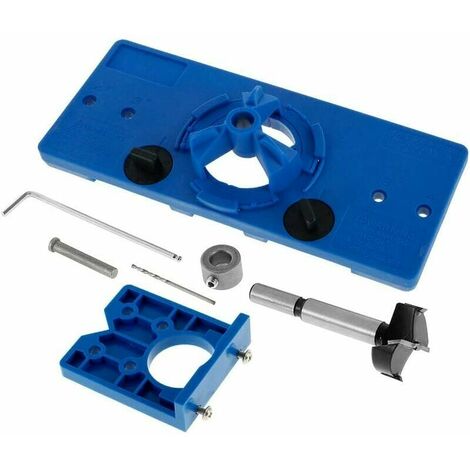 Gabarit de Perçage Charniere Invisible 35 mm et Dispositif de Charnière Perçage 35 mm avec Foret 35 mm Support Butée de Profondeur Clé Hexagonale pour Menuiserie GrooFoo