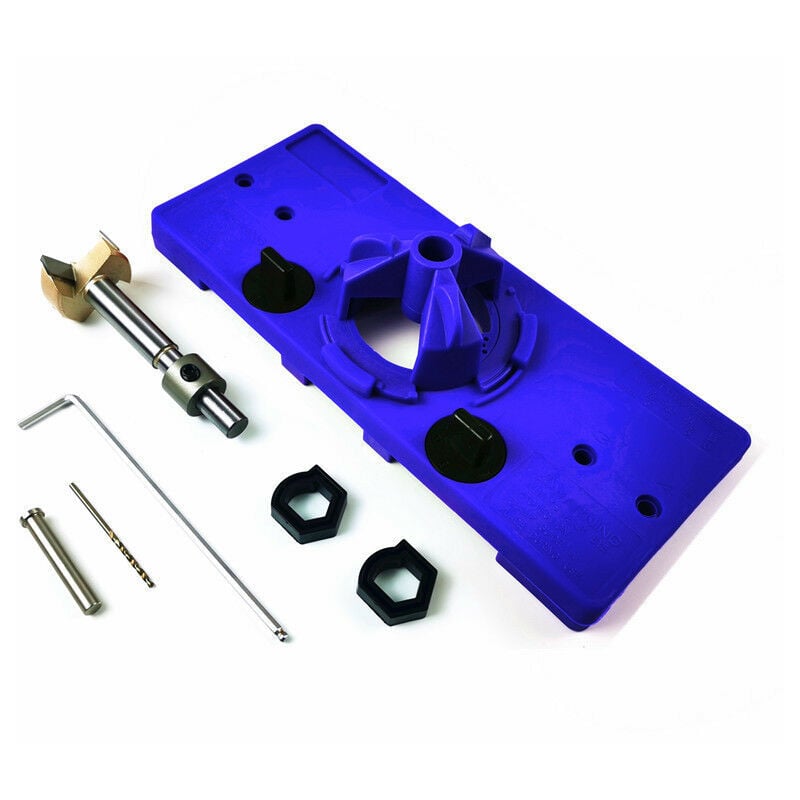 Forehill - Gabarit de Perçage Charnière Invisible 35 mm Gabarit de Trou Charniere Guide de Perçage Charniere avec Anneau de Limite Tige de