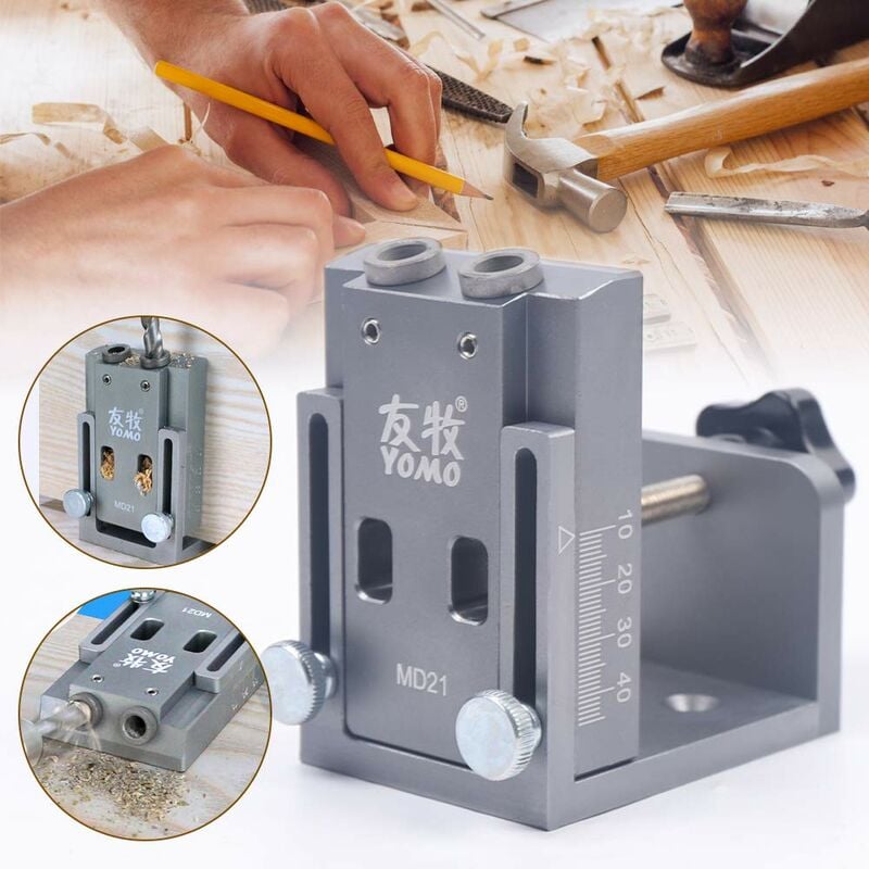 Gojoy - Gabarit de perçage de trou de Poche Gabarit de perçage de 15 degrés guide de perçage de trou oblique pour le travail du Bois Perçage de trous
