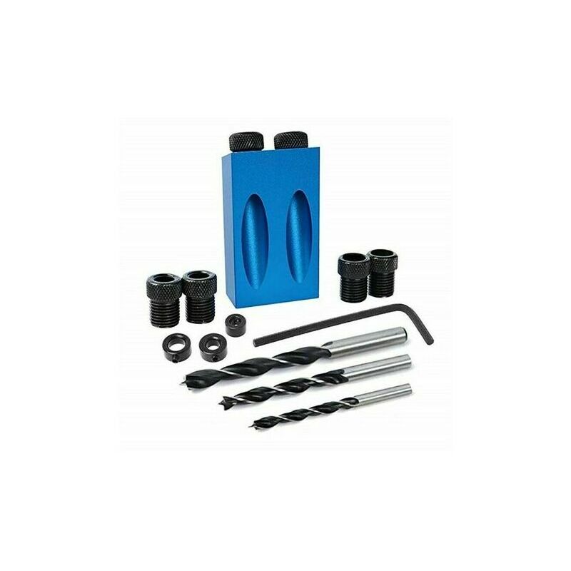 Gabarit de Percage - Guide Percage Oblique Kit de perçage de trou de poche 15 ° Ensemble de guide de perçage oblique pour le travail du bois Outil de