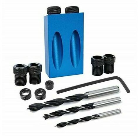 Gabarit de Percage - Guide Percage Oblique Kit de perçage de trou de poche 15 ° Ensemble de guide de perçage oblique pour le travail du bois Outil de localisation de positionneur 14 Pièces