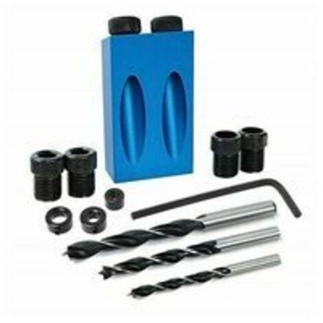 Gabarit de Percage - Guide Percage Oblique Kit de perçage de trou de poche 15 ° Ensemble de guide de perçage oblique pour le travail du bois Outil de localisation de positionneur 14 Pièces