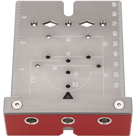 Gabarit de perçage pour charnières de meuble, guide d'assemblage en aluminium pour menuiserie précise.