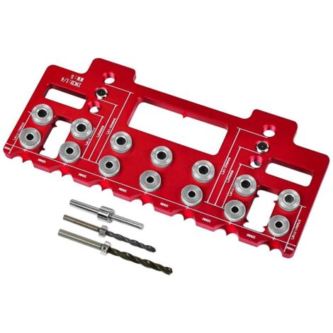 Gabarit de perçage pour poignées de porte en alliage d'aluminium, guide de perçage pour goupilles d'étagère (rouge)
