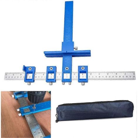 Gabarit de perçage pour quincaillerie d'armoires, guide de perçage pour poignées et tirettes - Bleu