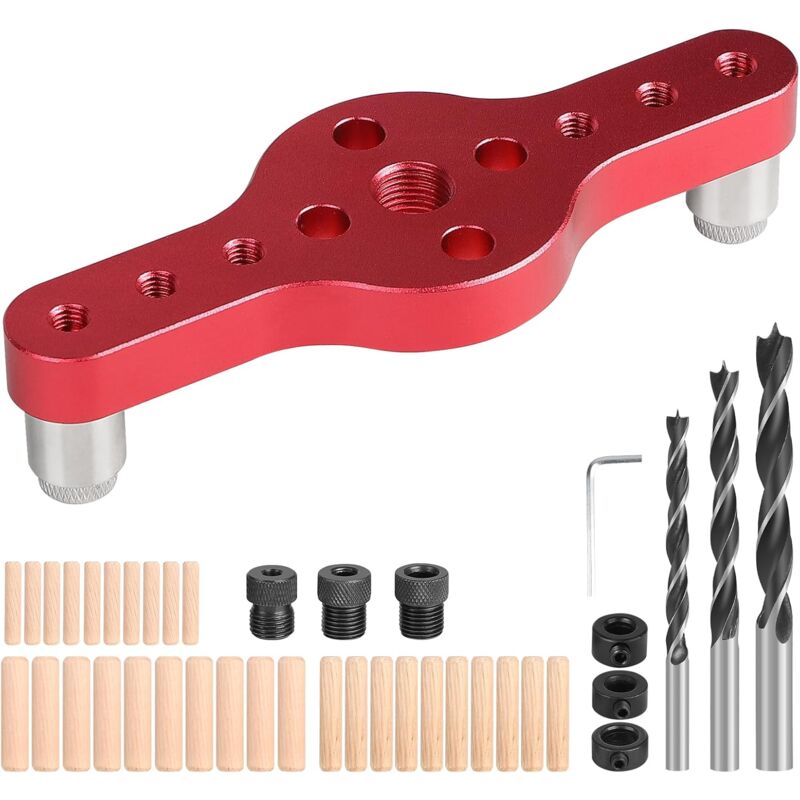 Gabarit de Percage Vertical, 6/8/10 mm Trous Locator Travail du Bois, Kit de Chevilles à Centrage Automatique, Guide de Percage Droit pour Perçage et