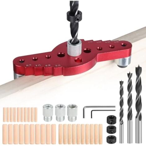 Gabarit de Perçage Vertical pour Bois – Guide de Centrage Automatique avec Forets 6 mm, 8 mm et 10 mm – Marquage Précis des Distances