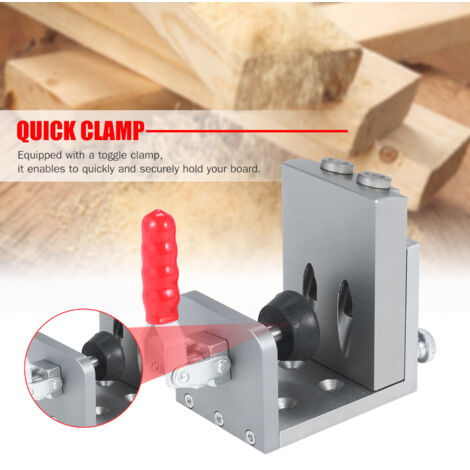 Gabarit de positionnement pour trous de poche en alliage d'aluminium, guide de perçage oblique à 15° avec serrage rapide, outil de travail du bois