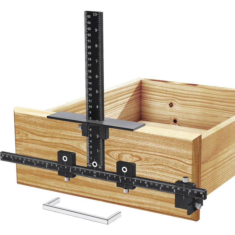 Gabarit de quincaillerie d'armoire Guide de perçage réglable pour une installation précise des poignées et des boutons avant des portes et des tiroirs