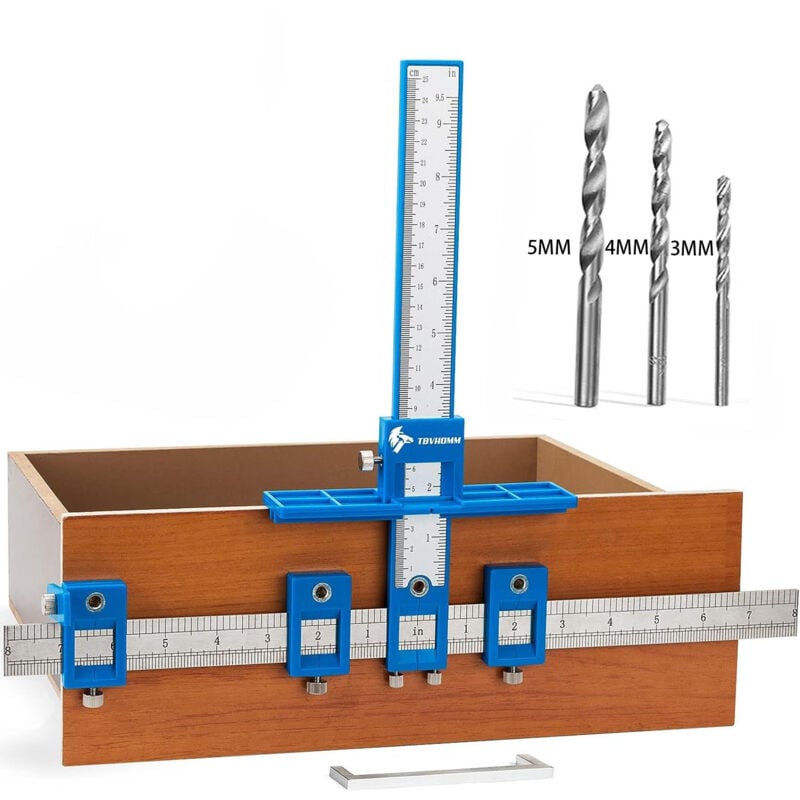 Gabarit de Quincaillerie, Gabarit de Perçage Réglable, Localisateur de Poinçons Avec 4.2mm foret, Guide de Perçage pour Monter des Poignées Sur des