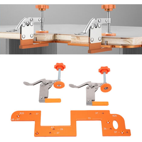 Gabarit de rainurage pour poignée encastrée, outil de positionnement de rainure pour porte d'armoire avec pince fixe en acier inoxydable, fraise à roulement
