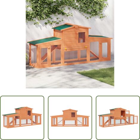 Gabbia all'aperto -  Conigliera Grande all'Aperto per Animali Piccoli Tetto Legno