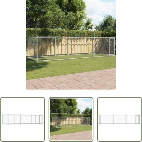 Gabbia da esterno -  Gabbia per Cani con Porta Grigia 6x2x1,5 m in Acciaio Zincato