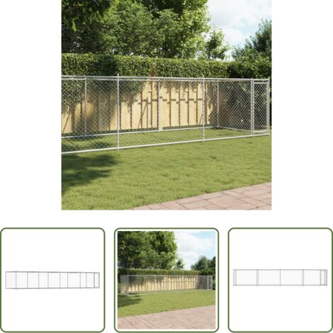 Gabbia da esterno -  Gabbia per Cani con Porta Grigia 8x2x1,5 m in Acciaio Zincato