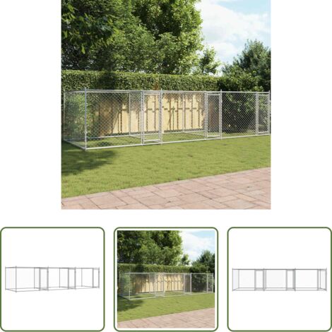 Gabbia da esterno -  Gabbia per Cani con Porte Grigia 6x2x1,5 m in Acciaio Zincato