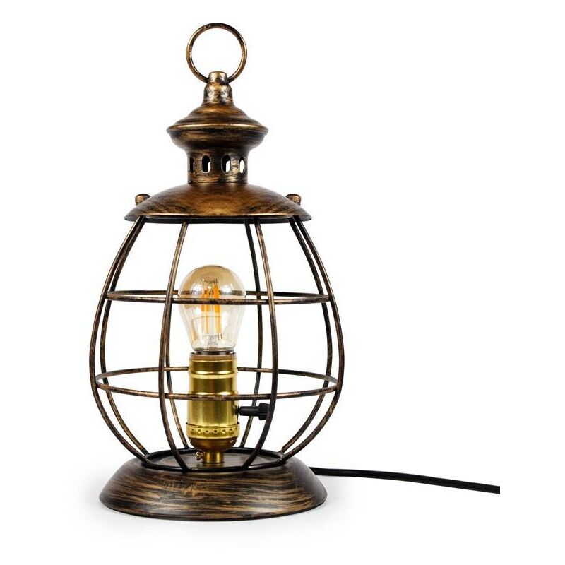 Image of Lampada da tavolo e lampada a sospensione vintage a gabbia - Bronzo antico