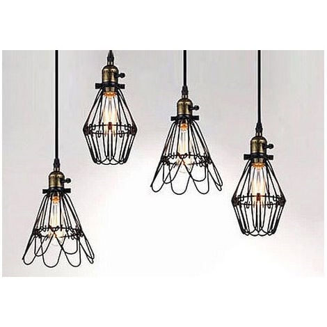 Gabbia d'epoca luce di soffitto E27 25 cm oro tessuto cavo