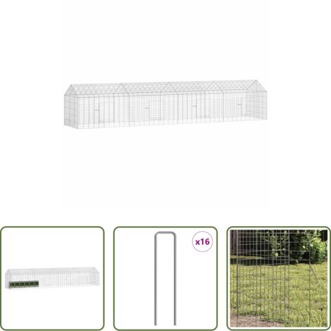 Gabbia esterna -  Gabbia per Conigli Argento 400 x 78 x 78 cm Acciaio zincato