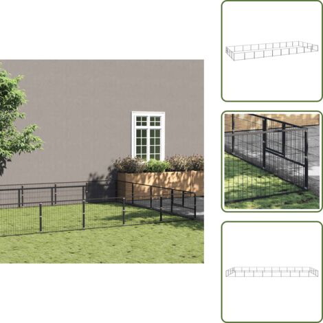 Gabbia esterna - vidaXL Gabbia per Cani Nera 40 m² in Acciaio - Gabbia per cani nera
