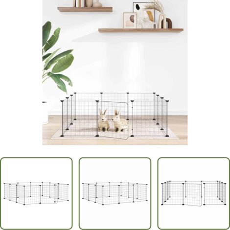 Gabbia in acciaio -  Gabbia per animali domestici a 12 pannelli con porta nera 35x35 cm in acciaio