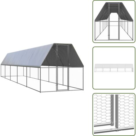 Gabbia in acciaio zincato - vidaXL Gabbia per Polli da Esterno 2x10x2 m in Acciaio Zincato - Recinto per galline