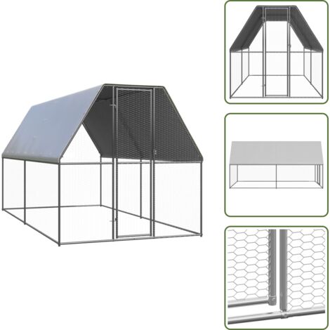 Gabbia in acciaio zincato - vidaXL Gabbia per Polli da Esterno 2x4x2 m in Acciaio Zincato - Recinto in acciaio zincato