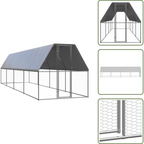 Gabbia in acciaio zincato - vidaXL Gabbia per Polli da Esterno 2x8x2 m in Acciaio Zincato - Recinto per galline