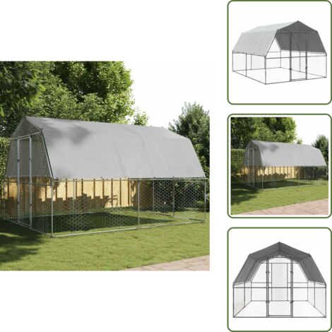 Gabbia per anatre - vidaXL Gabbia per Polli con Tetto e Anta Argento in Acciaio Zincato - Gabbia per conigli