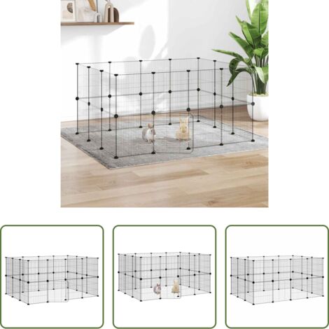 Gabbia per animali domestici -  Gabbia per Animali 28 Pannelli con Porta Nero 35x35 cm Acciaio