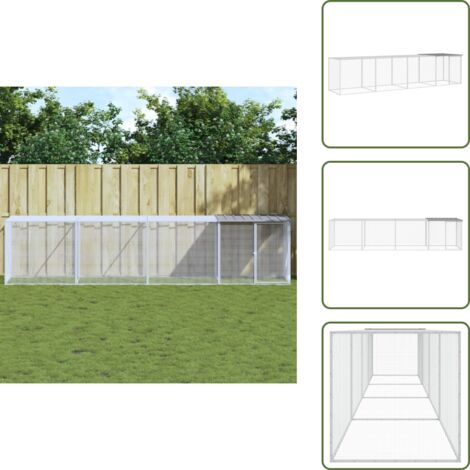 Gabbia per animali - vidaXL Gabbia Polli Tetto Grigio Chiaro 403x98x90 cm Acciaio Zincato - Acciaio zincato