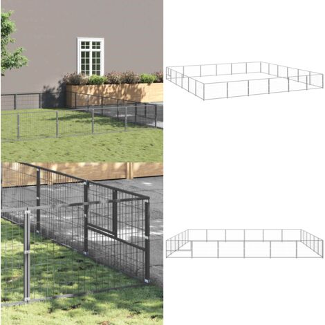 Gabbia per Cani Argento 36 m² in Acciaio - Recinto per cani - Gabbia in acciaio