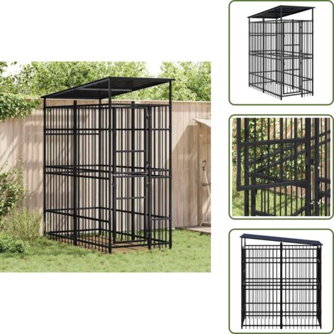 Gabbia per cani con porta - vidaXL Gabbia per Cani da Esterno con Tetto in Acciaio 1,84 m² - Gabbia per cani con serratura