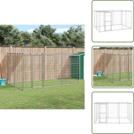 Gabbia per cani con porta - vidaXL Gabbia per Cani da Esterno in Acciaio Zincato con Tetto 7,26 m² - Gabbia per cani con rete