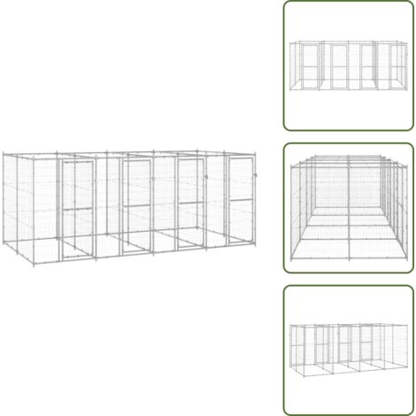 Gabbia per cani con serratura - vidaXL Gabbia per Cani da Esterno in Acciaio Zincato 9,68 m² - Gabbia per cani con rete