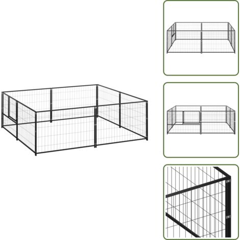 Gabbia per cani esterna - vidaXL Gabbia per Cani Nera 4 m² in Acciaio - Gabbia per cani nera