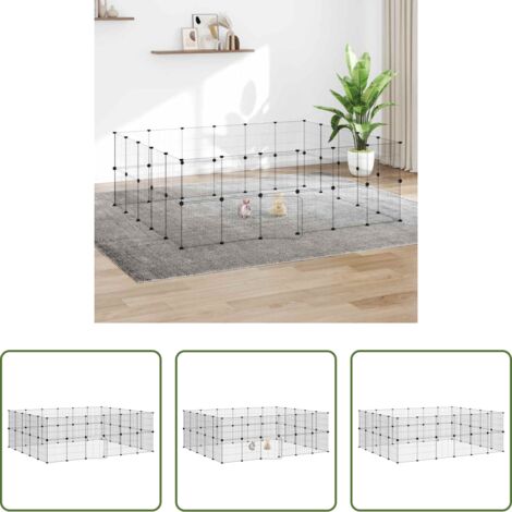 Gabbia per cani -  Gabbia per Animali 44 Pannelli con Porta Nera 35x35 cm Acciaio