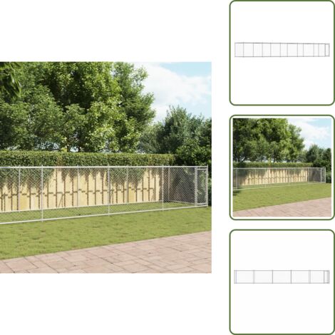Gabbia per cani grigia - vidaXL Gabbia per Cani con Porta Grigia 10x2x1,5 m in Acciaio Zincato - Gabbia per cani con porta