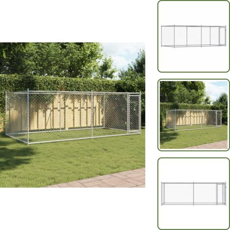 Gabbia per cani grigia - vidaXL Gabbia per Cani con Porta Grigia 4x2x1,5 m in Acciaio Zincato - Gabbia per cani con porta