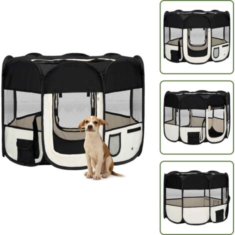 Gabbia per cani pieghevole - vidaXL Box per Cani Pieghevole con Borsa Trasporto Nero 90x90x58 cm - Box per cani da viaggio