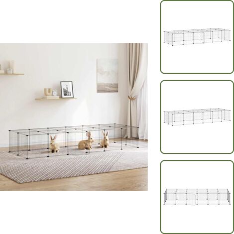 Gabbia per cani - vidaXL Gabbia per Animali 28 Pannelli con Porta Nero 35x35 cm Acciaio - Gabbia per gatti