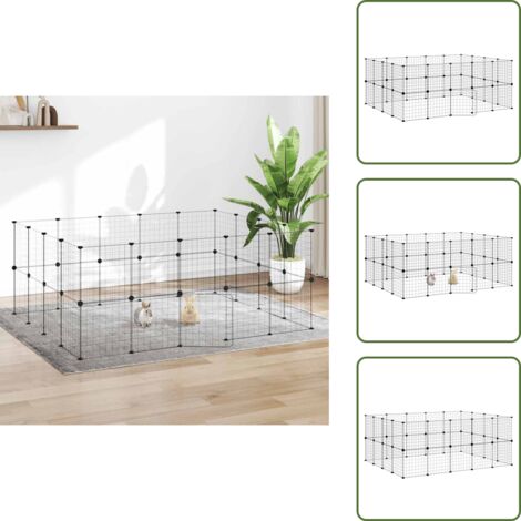Gabbia per cani - vidaXL Gabbia per Animali 36 Pannelli con Porta Nera 35x35 cm Acciaio - Gabbia per gatti