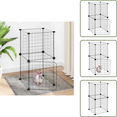 Gabbia per cani - vidaXL Gabbia per Animali 8 Pannelli con Porta Nero 35x35 cm Acciaio - Gabbia per gatti