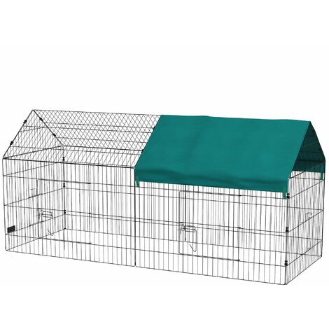 Gabbia per Conigli da Esterno 220x85x103 cm in Acciaio e Tessuto Oxford Verde