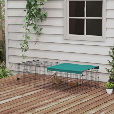 Gabbia per Conigli da Esterno e Interno con Tettuccio, Recinto per Animali Piccoli, Cincillà, Galline, 185x75x50cm, Verde