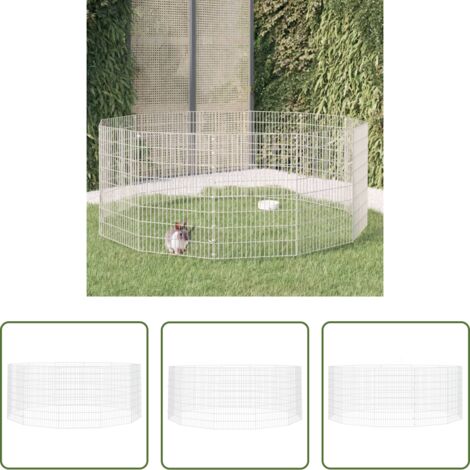 Gabbia per conigli -  Recinto per Animali Ruspante 12 Pannelli 54x80 cm Ferro Zincato
