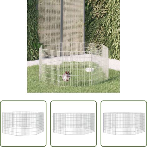 Gabbia per conigli -  Recinto per Animali Ruspante 8 Pannelli 54x60 cm Ferro Zincato