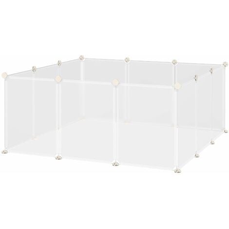 Gabbia per Conigli Roditori 105x105x45 cm in Metallo e Polipropilene Bianco