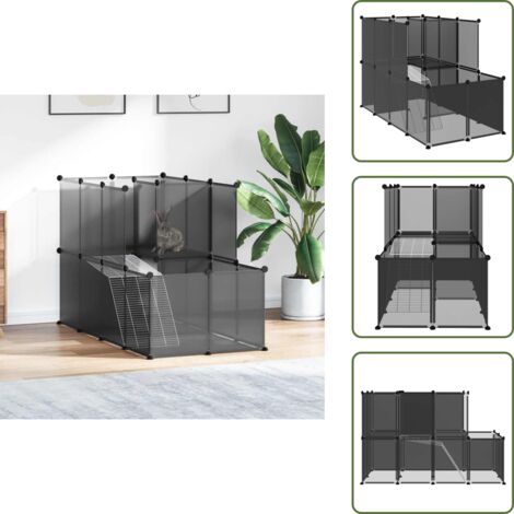 Gabbia per conigli - vidaXL Gabbia per Piccoli Animali Nera 142x74x93 cm in PP e Acciaio - Gabbia per ricci