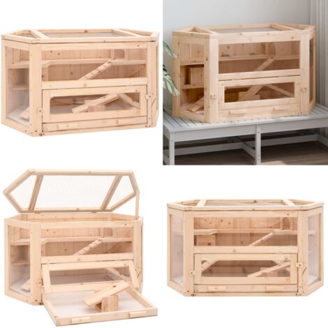 Gabbia per Criceti 80x40x43 cm in Legno Massello di Abete - Gabbia per topi - Gabbia per gerbilli
