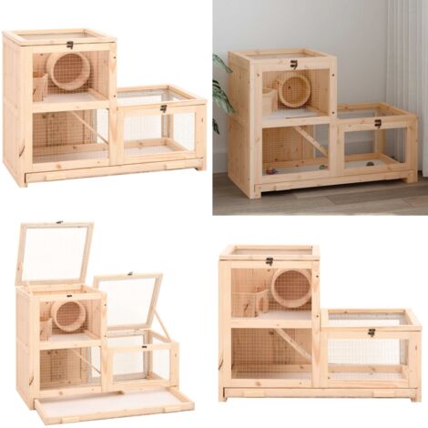 Gabbia per Criceti 81x40x60 cm in Legno Massello di Abete - Gabbia per topi - Gabbia per gerbilli
